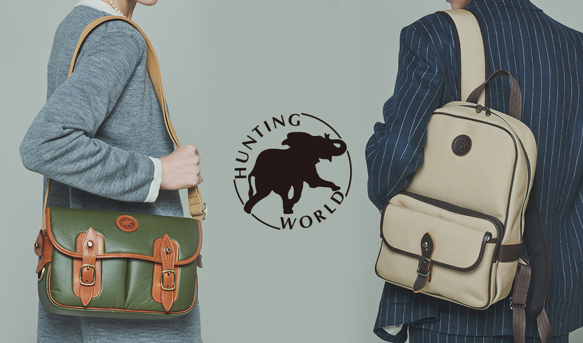 『BD-1709』HUNTING WORLD☆ストライプハンドバッグ☆